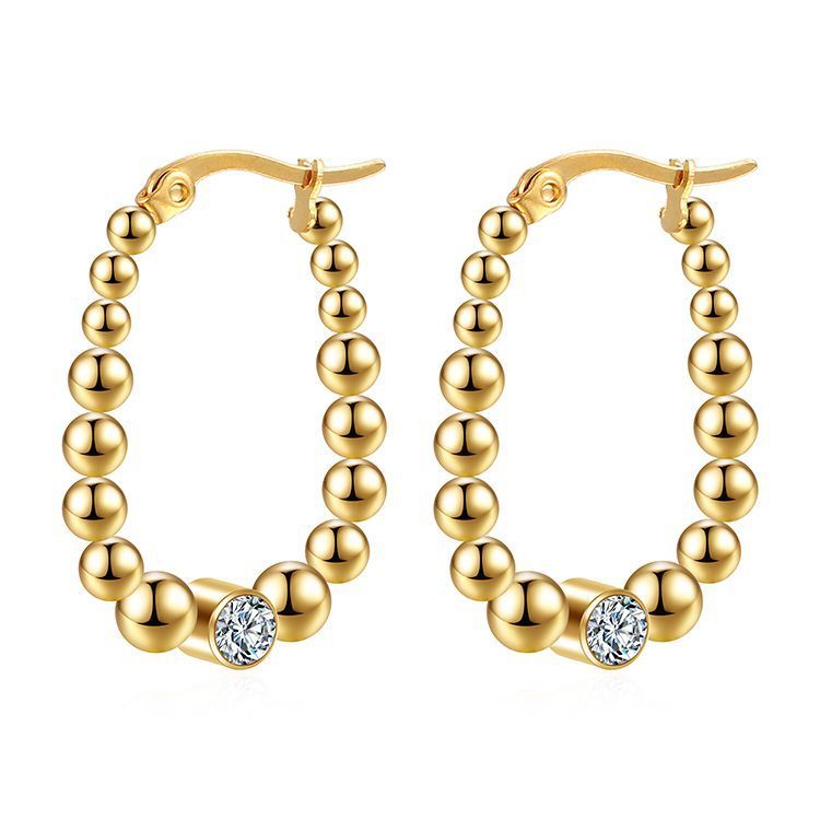 Minimalist Beads Hoop Earrings For Women Girls Gold Plated Metal Stainless Steel Earring Simple Ear Jewelry