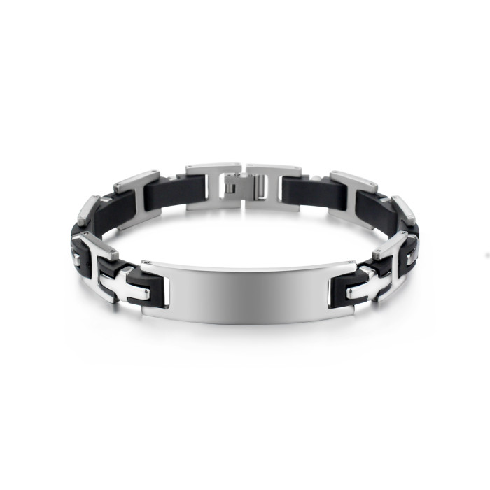 Stainless Steel Cross Fashion Men's Silicone Titanium Steel Bracelet