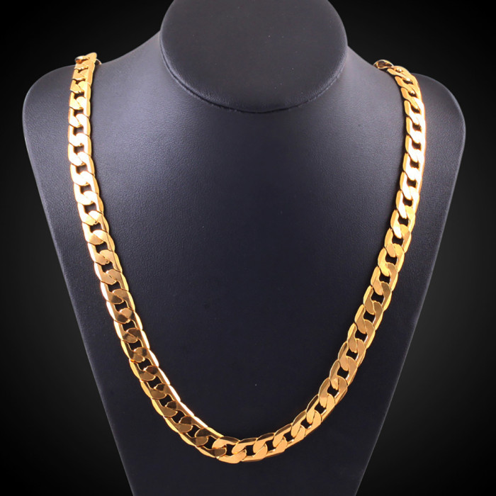 20 Inch18k Gold plated 4mm wide Necklace for Women Man Wedding Jewelry