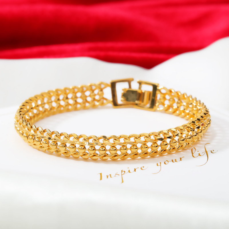 Fashion Valentine's Day Creative Gift Copper Gold Plated Lady Gold Bracelet  for Women Men Jewelry