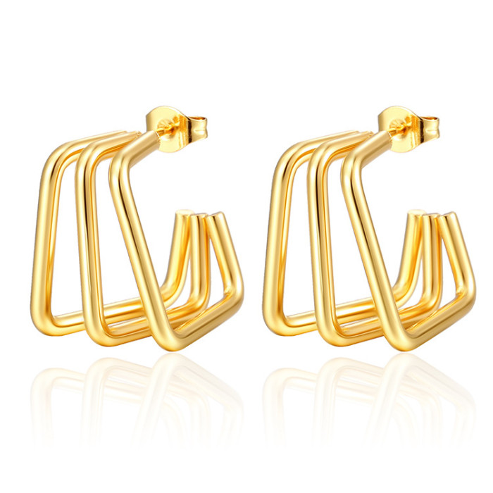 Chunky  Hoop Earring for Women Gold Color C Shape Ear Cuff Stud Tube Thick Earclips Jewelry Gifts