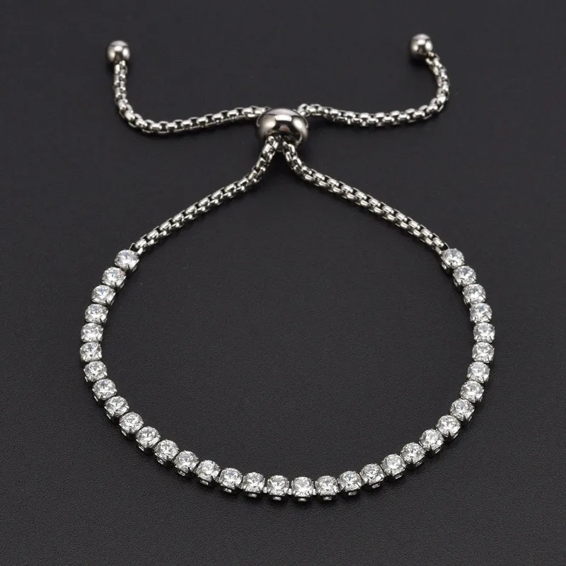 Four Claws Round Moissanite Adjust Bracelet Open Buckle Girls Exquisite Jewelry Gift for Girlfriend