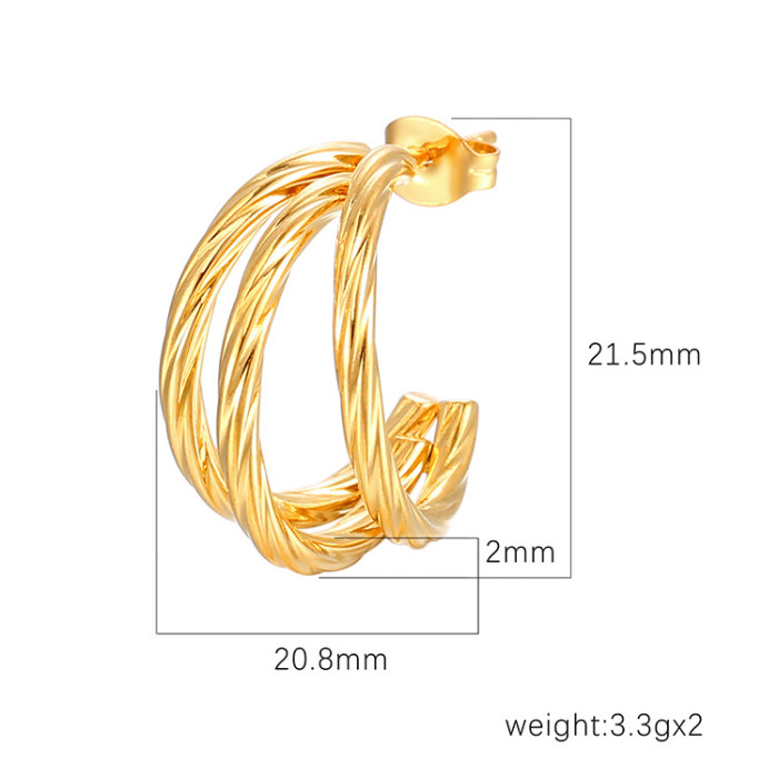 Stainless Stee Oversize Chunky Round Hoop Earring for Women Gold Plated C Shape Ear Cuff Stud Tube Thick Earclips Jewelry