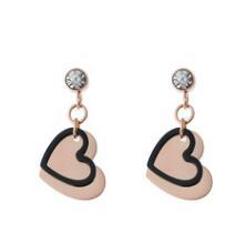 Stainless Steel Heart Dangle Dop Earrings for Women Temperament Charm Waterproof Jewelry