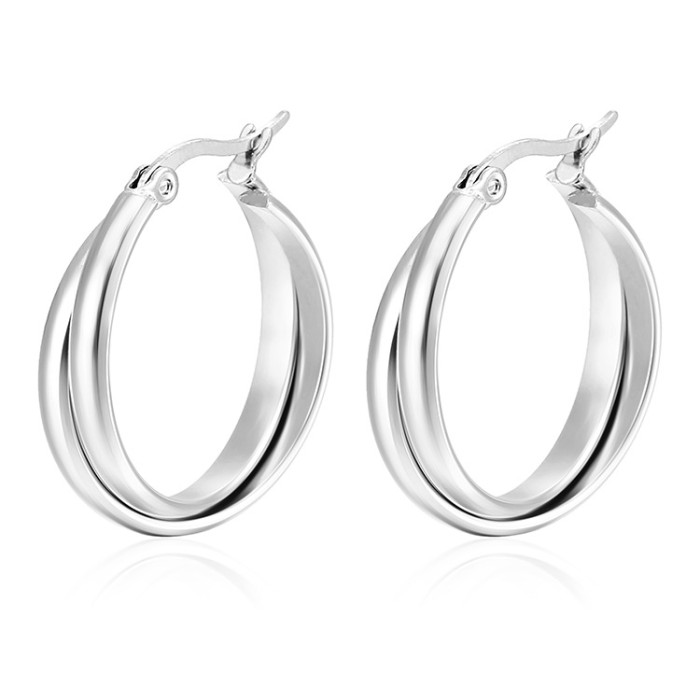Hoop Earrings Titanium Steel for Women Girls Vintage Geometric Textured Earring Bridesmaid Gift