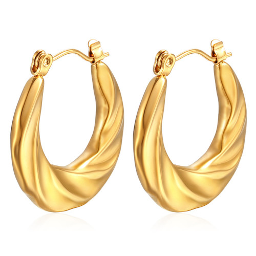 Stainless Steel Plated with 18K Gold Plated Twist Hoop Earrings for Women, Simple Ear Ring Hypoallergenic Jewelry