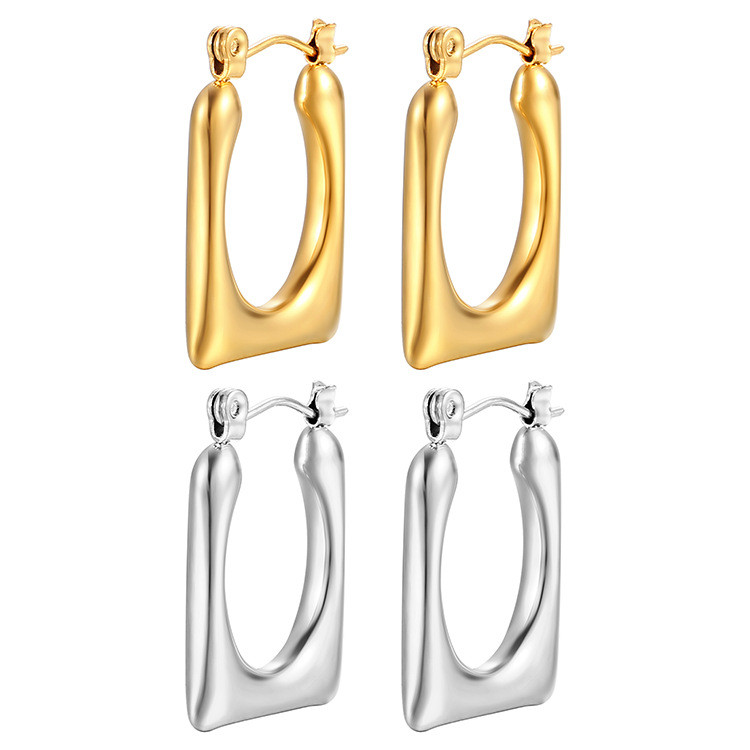 Square Hoop Earrings for Women Luxury Stainless Steel Circle Earring Trending Wedding Aesthetic Jewelry aretes