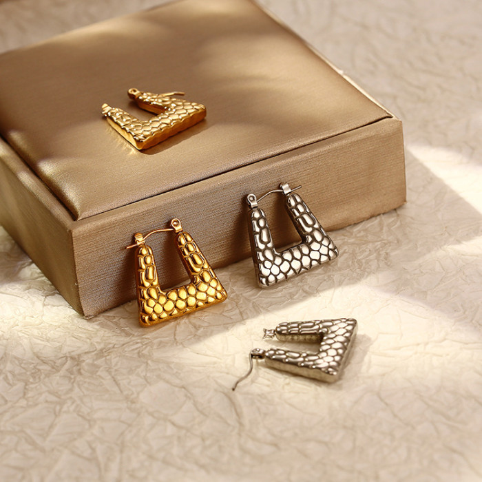 Vintage Triangles Stainless Steel Earrings Unisex Punk Hoop Earrings for Women Men  Jewelry