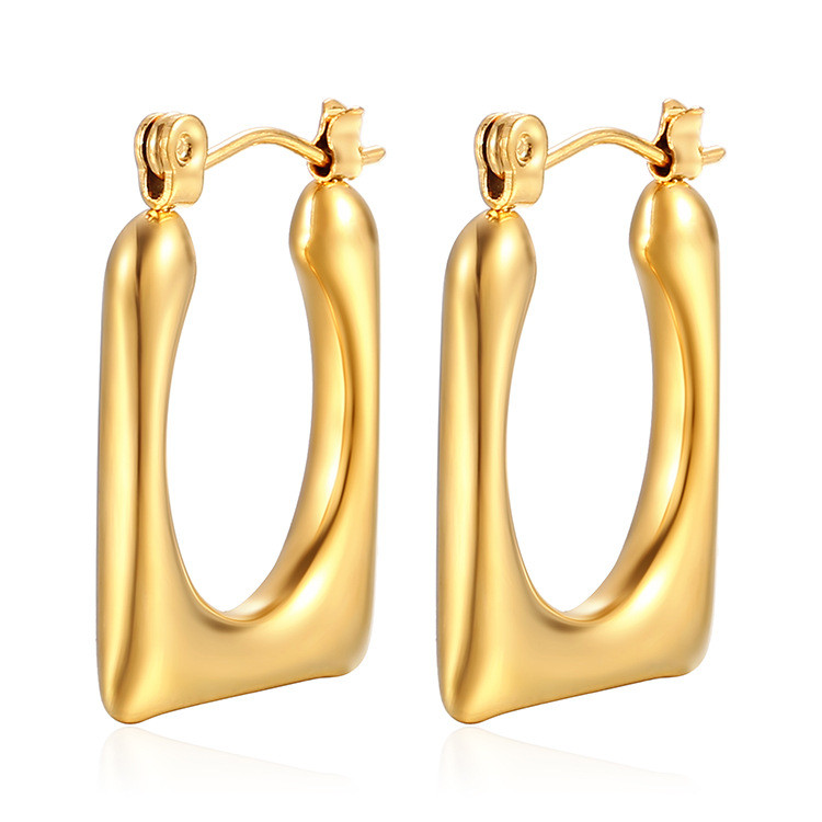 Square Hoop Earrings for Women Luxury Stainless Steel Circle Earring Trending Wedding Aesthetic Jewelry aretes