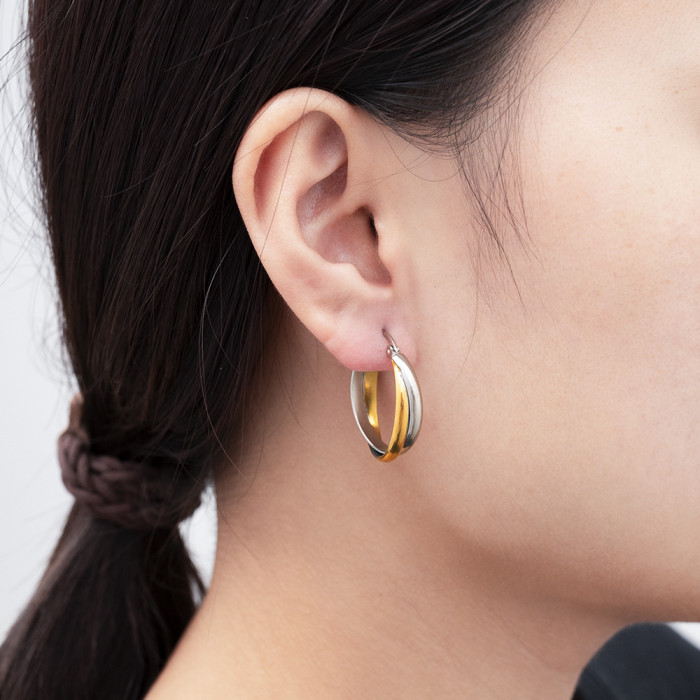 Hoop Earrings Titanium Steel for Women Girls Vintage Geometric Textured Earring Bridesmaid Gift