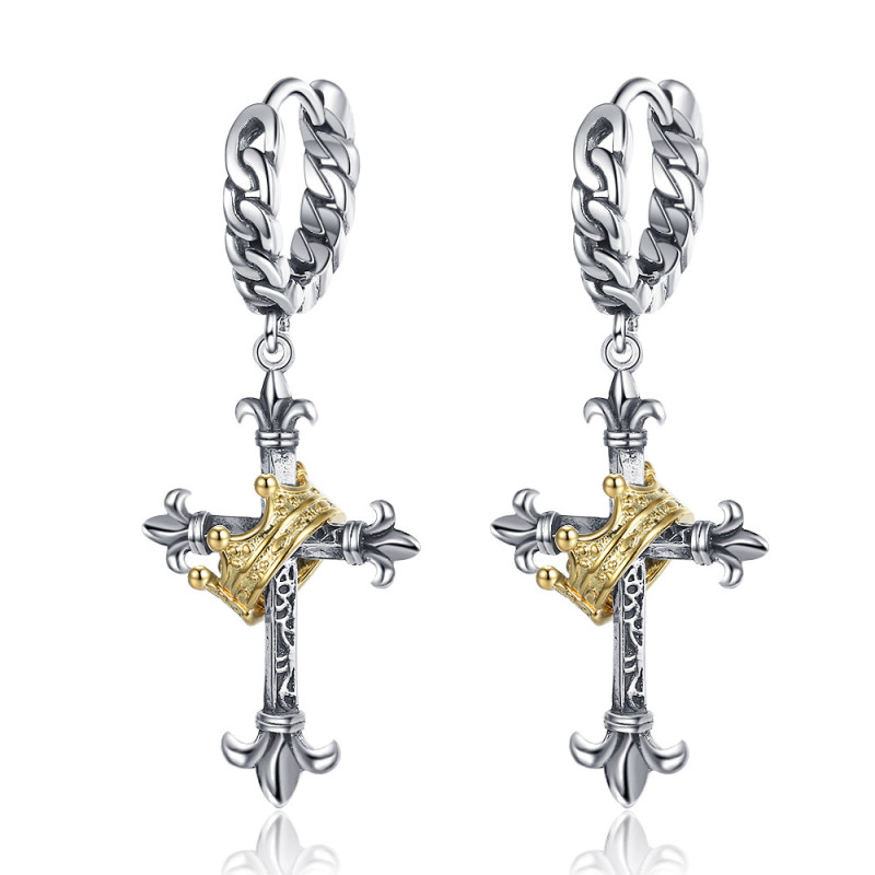 Thai Silver Cross Earrings for Women