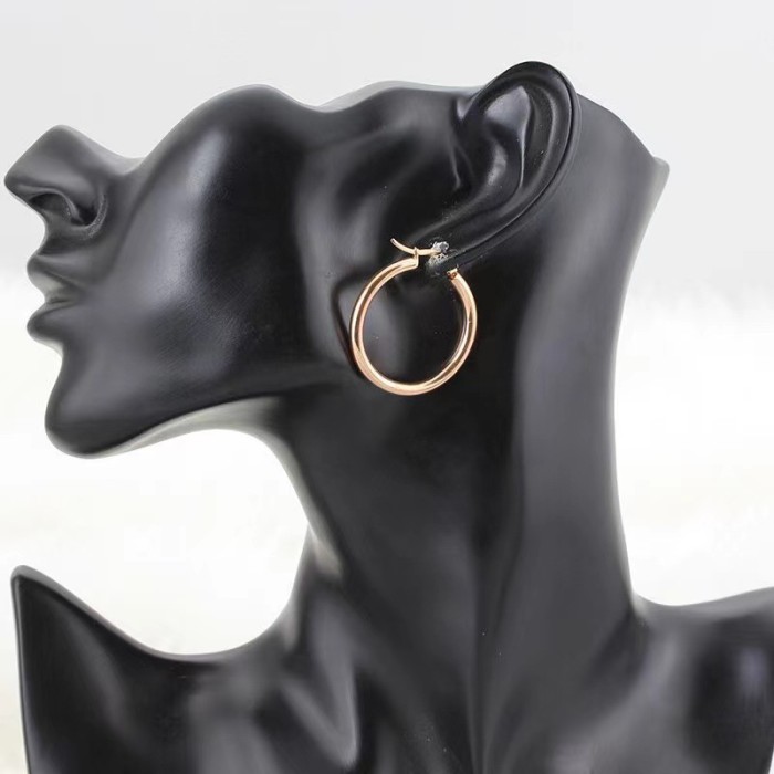 Stainless Steel Womens  Big Hoop Earrings  Party Rock Gift Gold Plated Jewelry Wholesale