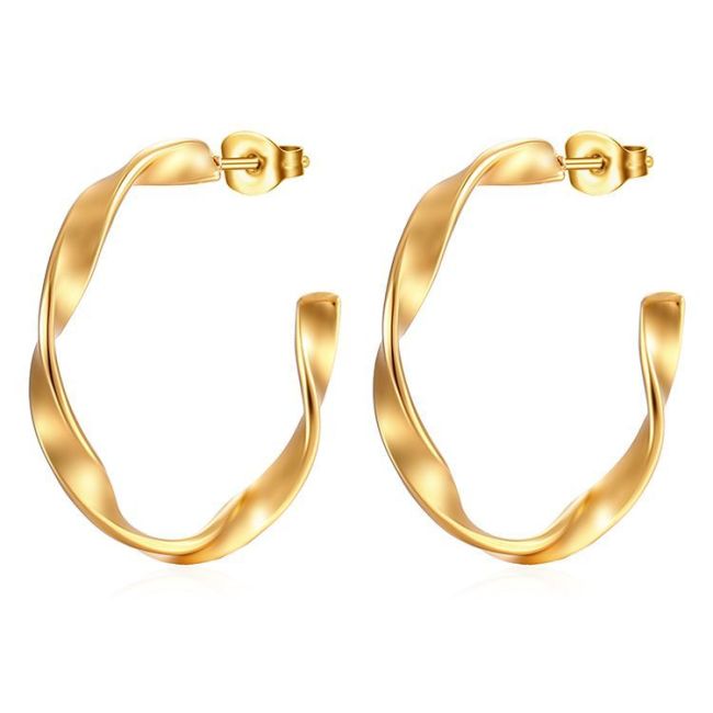 Stainless Steel Earrings for Women Trending Classic Gold Color Hoop Earrings  in Circle Ear Jewelry aretes mujer