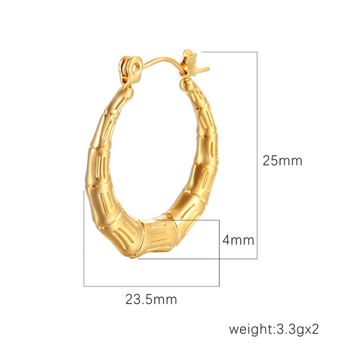 316L Stainless Steel Bamboo Joint Hoop Earrings for Women Niche Simple Daily Earrings Jewelry Accessory