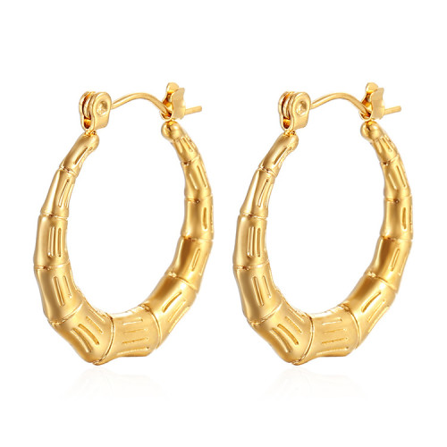 316L Stainless Steel Bamboo Joint Hoop Earrings for Women Niche Simple Daily Earrings Jewelry Accessory