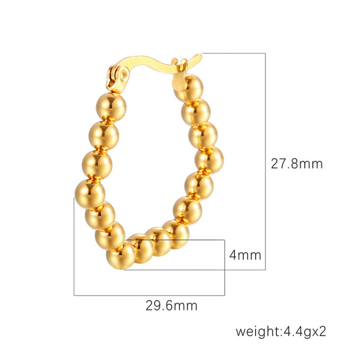Vintage Beads Earrings For Women Gold Plated Stainless Steel Geometric Hoop Earrings Trending Luxury Christmas Jewelry Gift