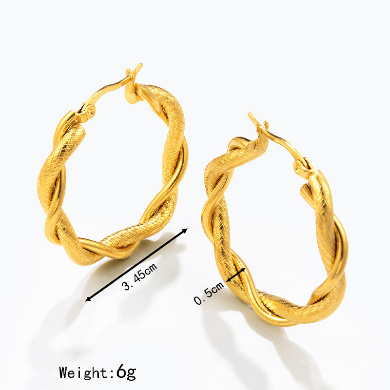 Simple Design Gold Color Twisted Cirlce Hoop Earrings for Women Personality Elegant Design Young Girls Round Party Jewelry