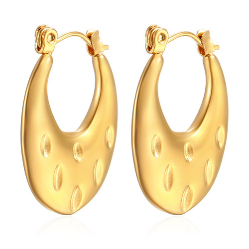 Vintage Hoops Golden Earrings Stainless Steel Chunky Luxury Creole Elegant Korean Fashion Big Round Clips Jewelry