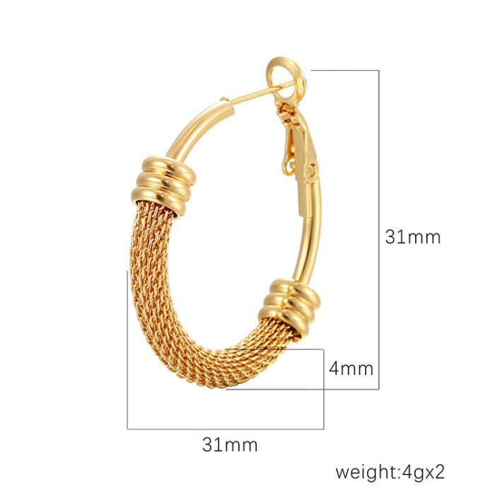 Circle Twine Twists Hoop Earring for Women Simple Temperament Hyperbole Gold Color Metal Ear Jewelry Gift Aros