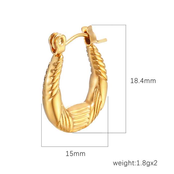 Vintage Hoops Golden Earrings Stainless Steel Chunky Luxury Creole Elegant Korean Fashion Big Round Women Jewelry