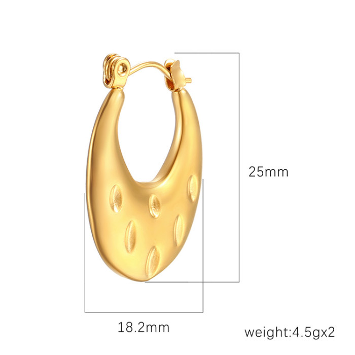 Minimalistic Big Sleek Metal Round Hollow Hoop Earrings Anti Allergic 316L Stainless Steel Trendy Simple Ear Jewelry