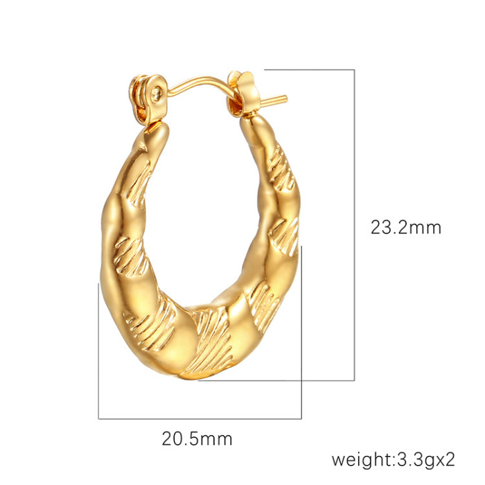 Vintage Hoops Golden Earrings Stainless Steel Chunky Luxury Creole Elegant Korean Fashion Big Round Women Jewelry