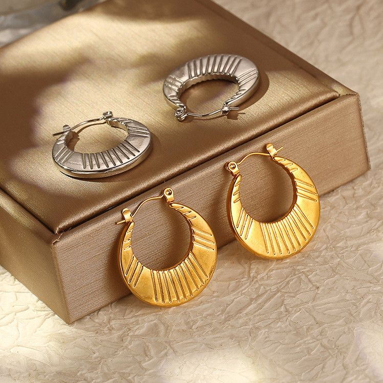 Elegant Earrings for Women Girls Luxury Stainless Steel Hoop Earrings Vintage Wedding Engagement Aesthetic Jewerly