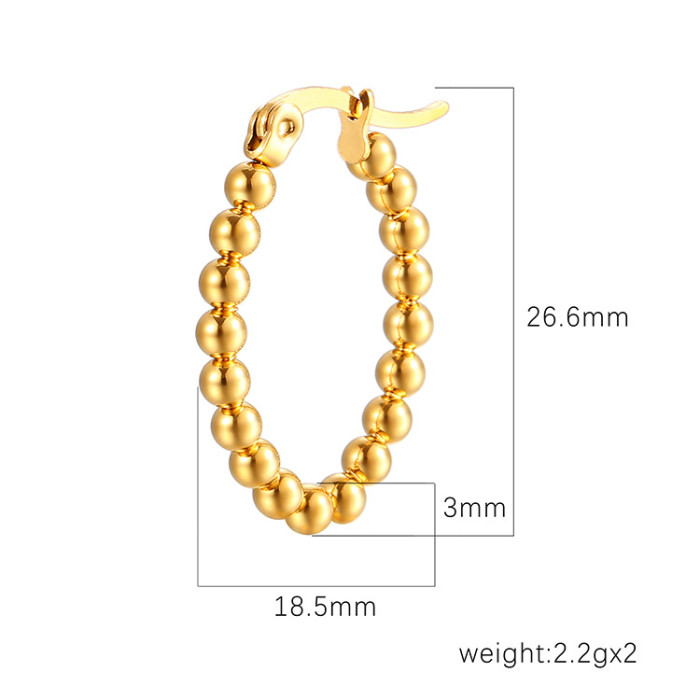 Stainless Steel Earrings Woman Jewelry Gold Color Small Beads Mixed Hoop Earrings Elegant Hoops Women
