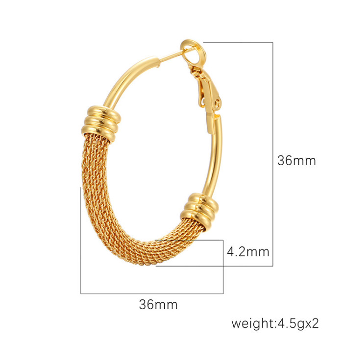 Circle Twine Twists Hoop Earring for Women Simple Temperament Hyperbole Gold Color Metal Ear Jewelry Gift Aros