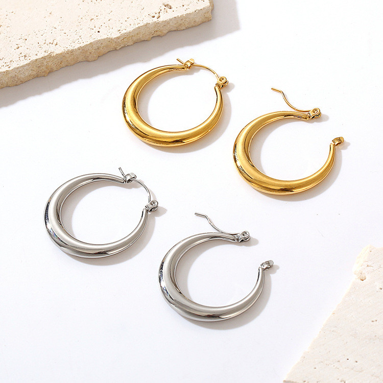 Simple  Metal Hoop Earrings for Women Simple Design Exquisite Young Girl Gift Wedding Accessories Beautiful Jewelry