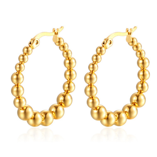 Cute Lovely Huggies Small Beads Ball Hoop Earrings Golden Silver Color Stainless Steel Earrings Boucle D'oreille Créole