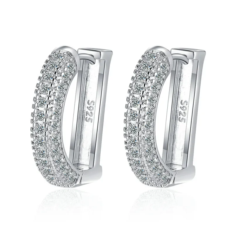 Letter D Ear Clip Zircon Inlaid Diamond Niche Temperament Earrings Simple