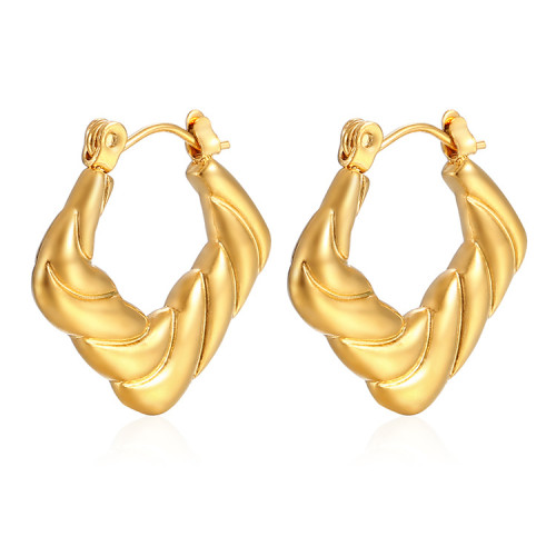 18k Gold Gold Color Stainless Steel Hoop Earring Women  Twisted Wire  Not Fade Waterproof