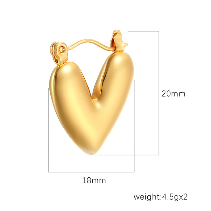 316L Stainless Steel Heart Lock Hoop Earrings For Women High Quality Gold Color Girls Ear Jewelry Party Wedding Gifts