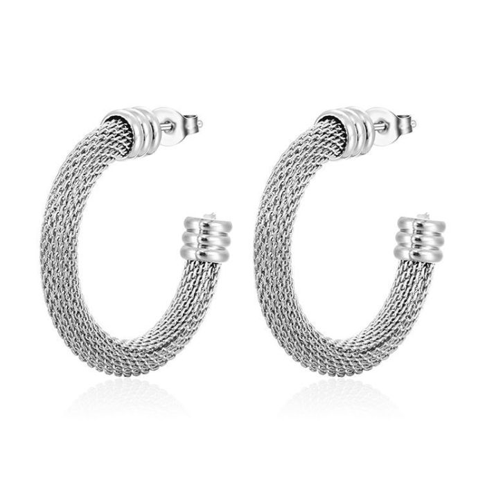 Twisted Pattern Chunky Hoop Earrings Bohemian Elegant Style Iron Jewelry Holiday Stainless Steel Woman Souvenir