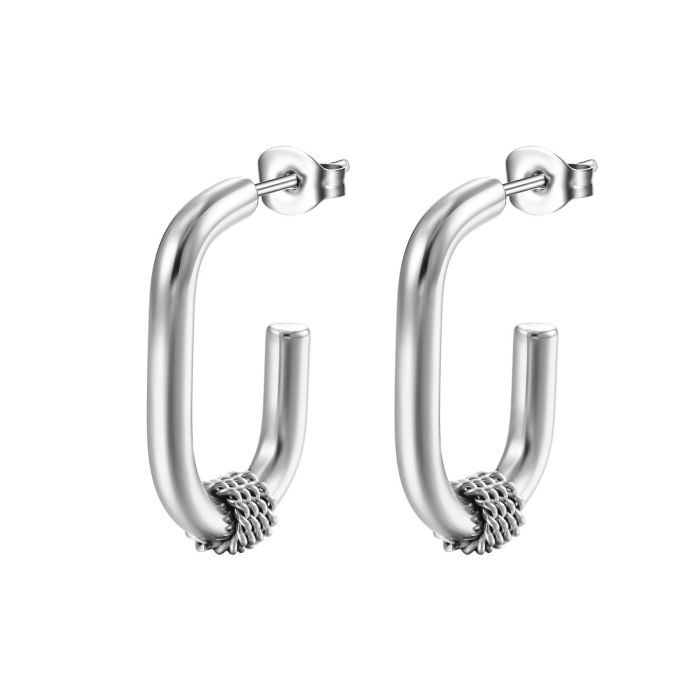 Stainless Steel Punk Round Chunky Hoop Earrings for Women Hammered Metal Circle Earring C Shape Thick Tube Jewelry