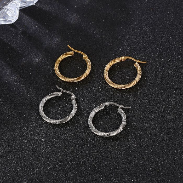 Fashion Stainless Steel Jewelry Geometric Ear Loop Twisted Wire Earrings Ladies Party Wedding Love Gift