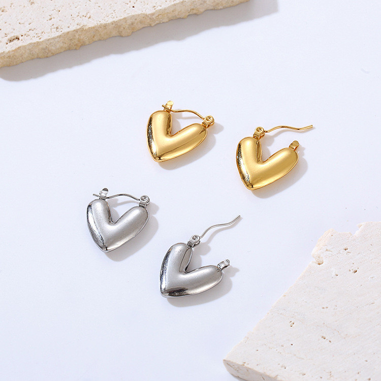 316L Stainless Steel Heart Lock Hoop Earrings For Women High Quality Gold Color Girls Ear Jewelry Party Wedding Gifts
