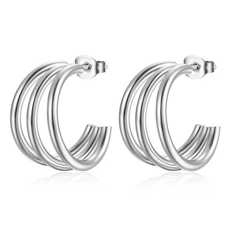 Korean Multi-layer Line Stud Earrings Stainless Steel Twist Earring Female Fashion Simple Exquisite Jewelry Handmade Accessories