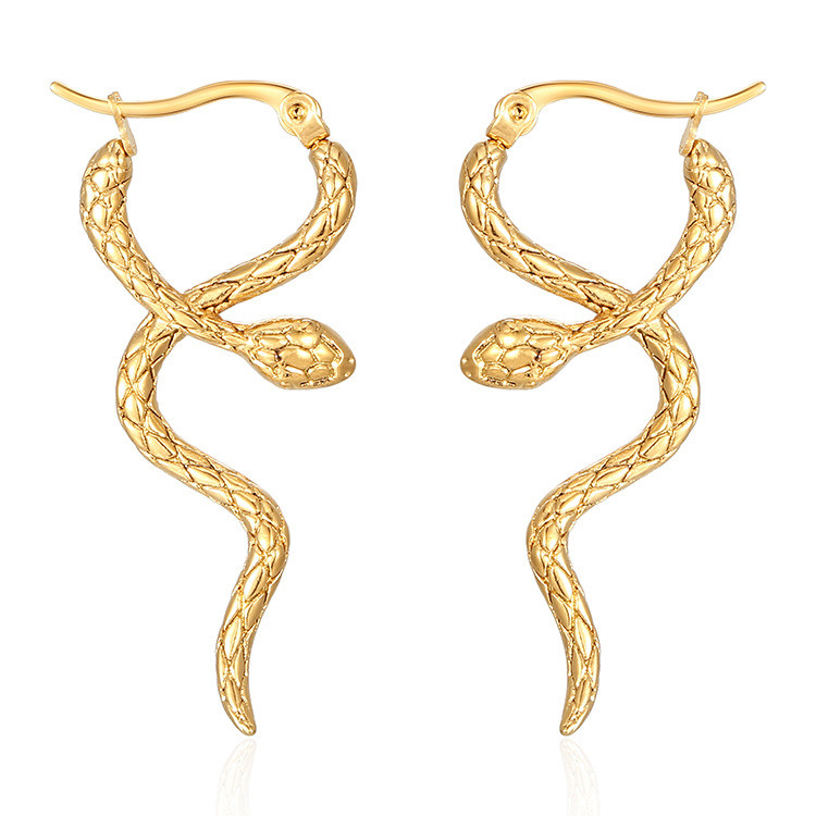 Exaggerated Snake Shape Drop Earrings Gold Color Jewelry for Woman Irregular Earrings Party Gift Trendy Style