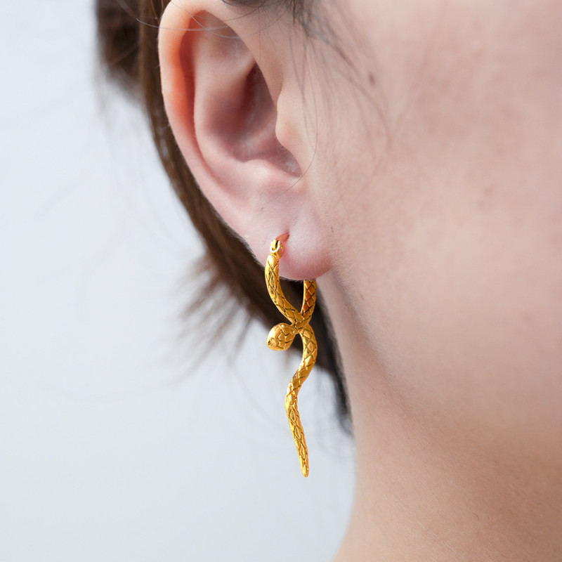 Exaggerated Snake Shape Drop Earrings Gold Color Jewelry for Woman Irregular Earrings Party Gift Trendy Style