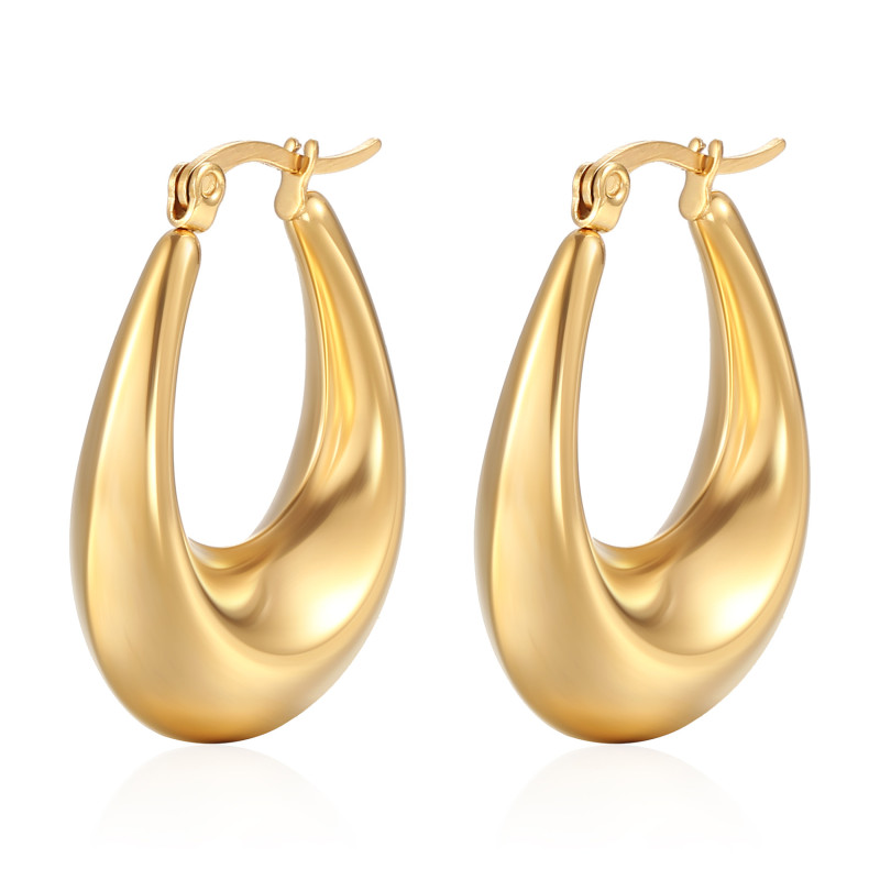Brand Earrings For Women Fashion Jewelry Gift Trendy  Gold Color Stainless Steel Hoop Earrings