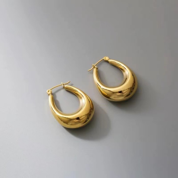Brand Earrings For Women Fashion Jewelry Gift Trendy  Gold Color Stainless Steel Hoop Earrings