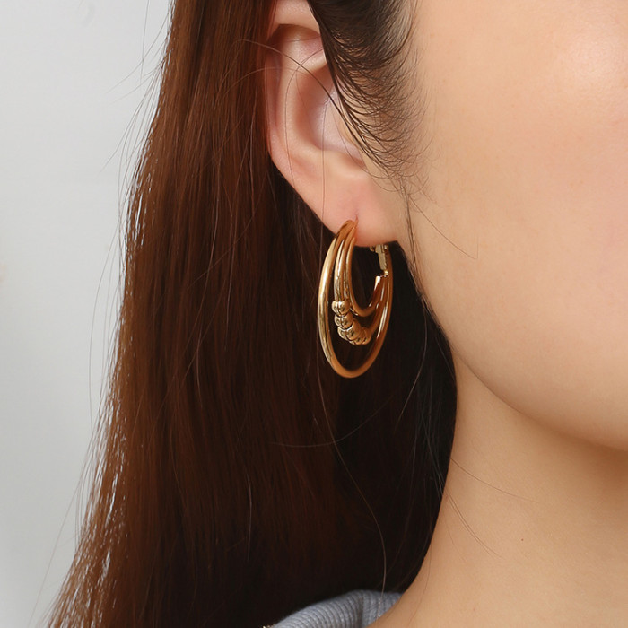 Stainless Steel Hoop Earrings for Women Men Big  Circle Round Ear Jewelry Bijoux Acier Inoxidabl
