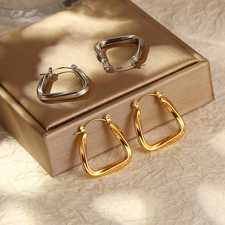 Triangle Unisex Punk Rock Hoop Earrings for Men Women Stainless Steel  Ear Plug Jewelry Gifts