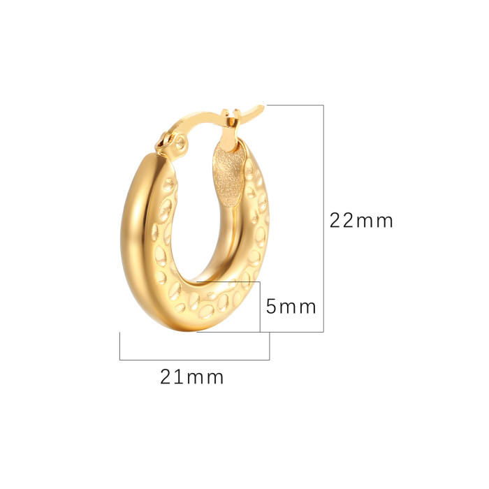 Classic Stainless Steel Hoop Earrings for Women  Gold Color Punk Hip Hop Jewelry