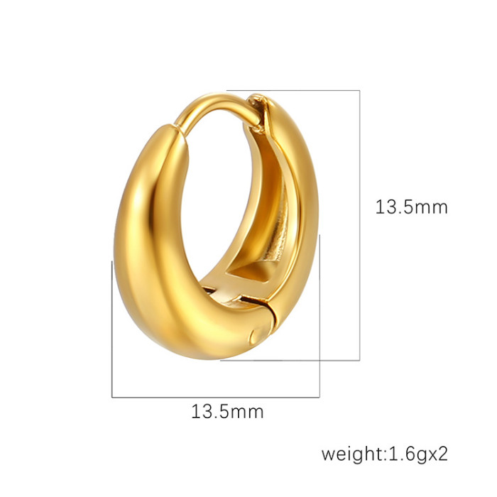 Chunky Stainless Steel Hoop Earrings for Women Gold Color Trend Wedding Aesthetic Jewelry Party Gift