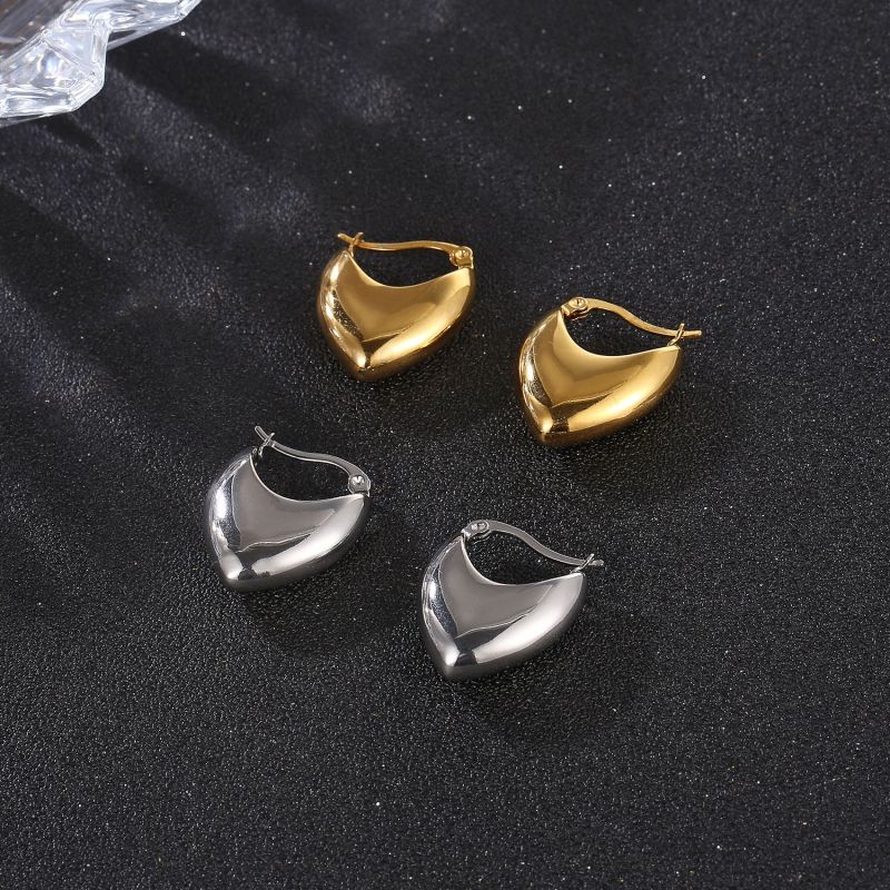Stainless Steel Chic Heart  Hoop Earrings  Gold Color Tarnish Free Trendy Fashion Jewelry for Women Bijoux
