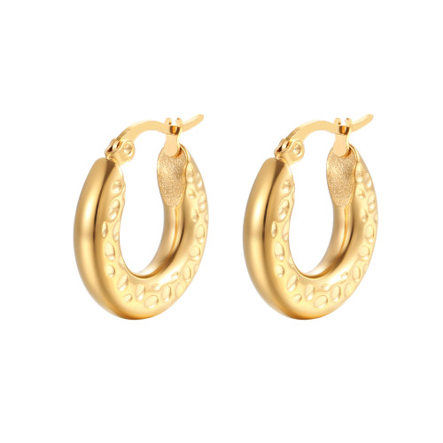 Classic Stainless Steel Hoop Earrings for Women  Gold Color Punk Hip Hop Jewelry