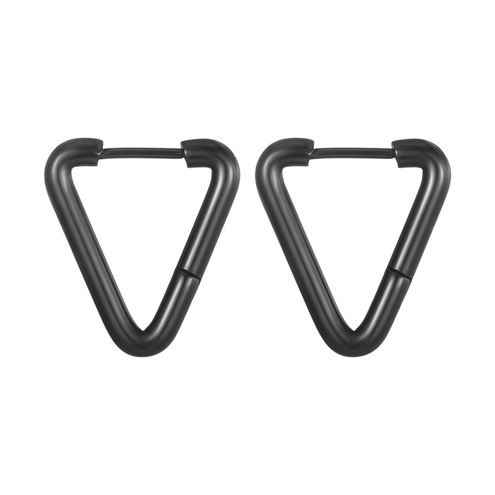 Triangles Stainless Steel Earrings Unisex Punk Hoop Earrings for Women Men Piercing Push-Back Ear Plug Jewelry